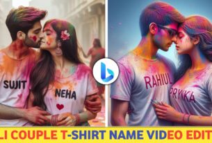 Holi Couple T-Shirt Name Ai Photo Editing