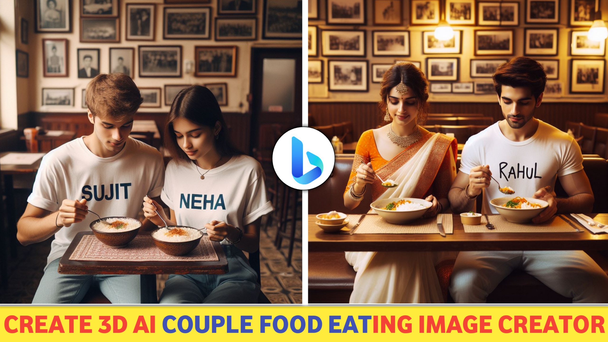 How To Create 3D Ai Couple Food Eating Image