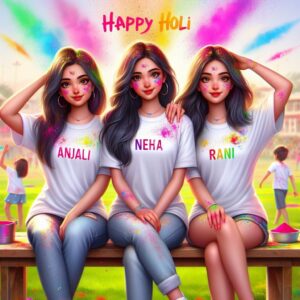 Create 3 Friend Happy Holi 3D Ai Photos with Bing Image Creator Prompts